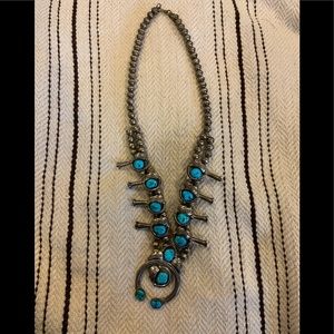 Sterling silver/turquoise squash blossom necklace